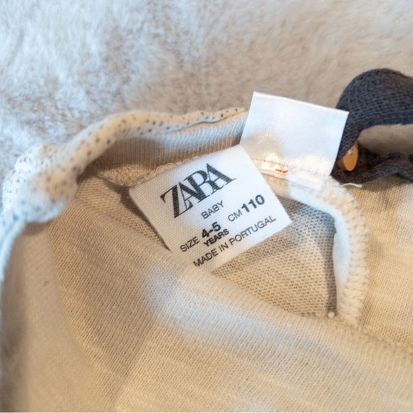 Zara Girls Ruffle Overall Jumper Gray Ivory Size 4-5 Years - Picture 5 of 10